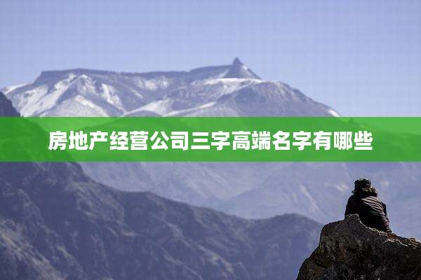 房地产经营公司三字高端名字有哪些