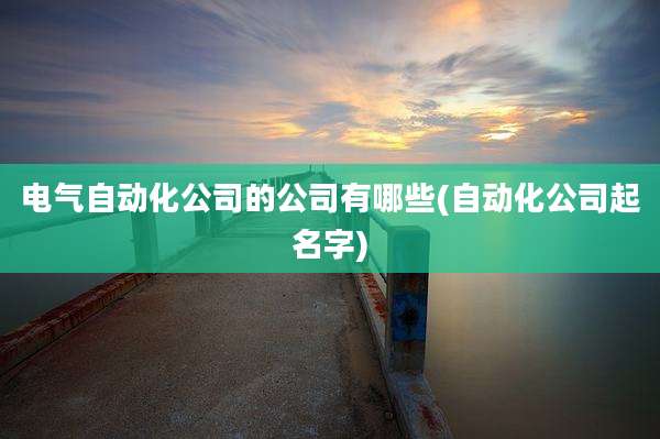 电气自动化公司的公司有哪些(自动化公司起名字)