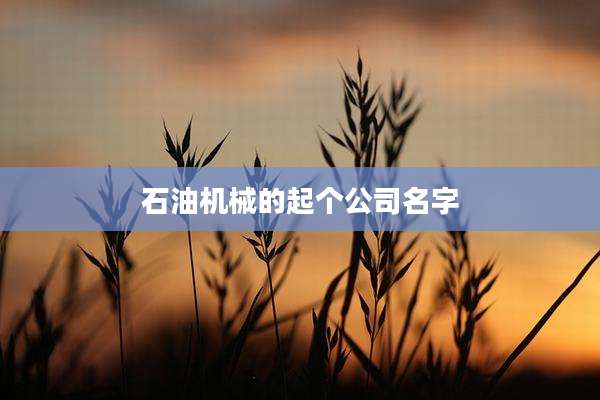 石油机械的起个公司名字
