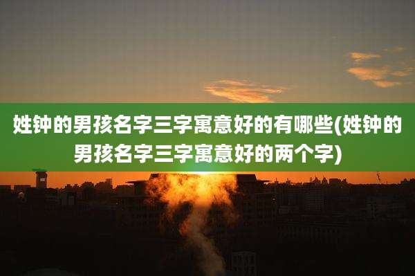 姓钟的男孩名字三字寓意好的有哪些(姓钟的男孩名字三字寓意好的两个字)