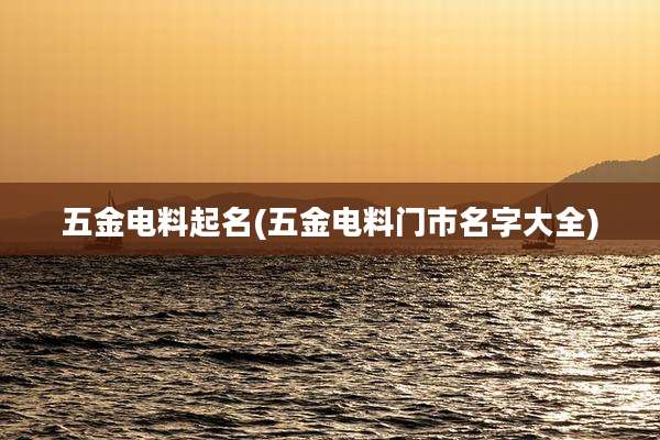 五金电料起名(五金电料门市名字大全)
