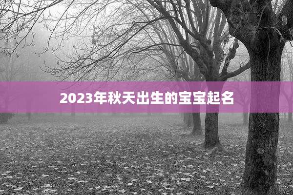 2023年秋天出生的宝宝起名