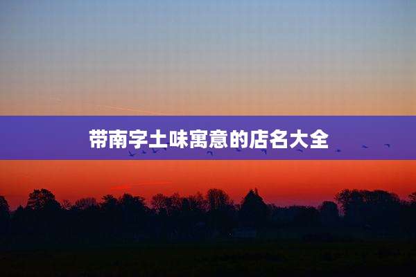 带南字土味寓意的店名大全