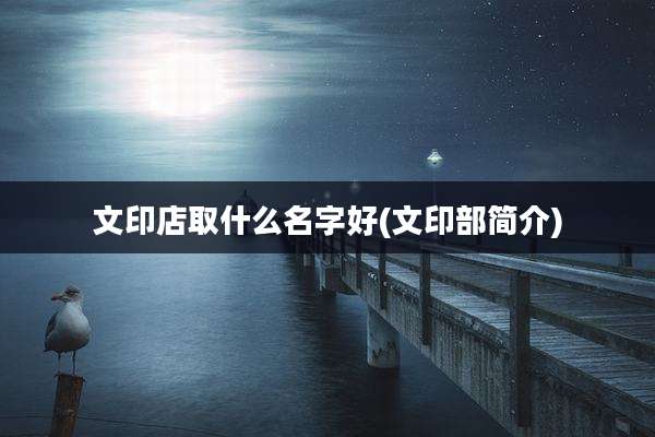 文印店取什么名字好(文印部简介)