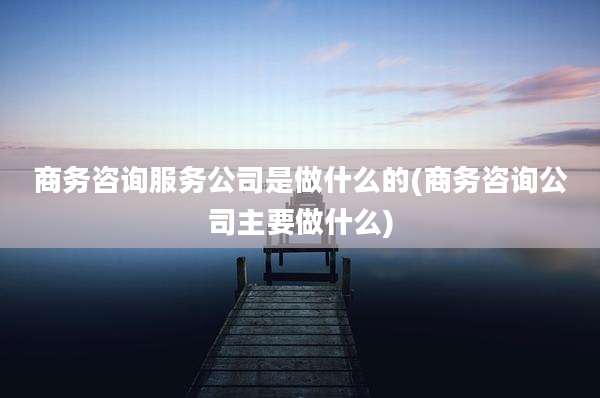 商务咨询服务公司是做什么的(商务咨询公司主要做什么)
