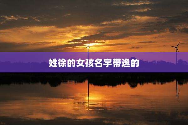 姓徐的女孩名字带逸的