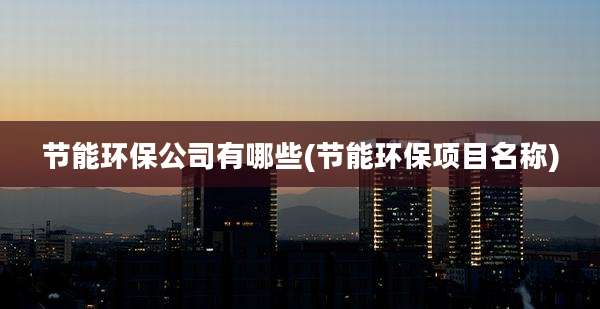 节能环保公司有哪些(节能环保项目名称)