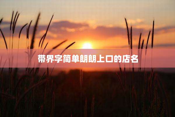 带界字简单朗朗上口的店名