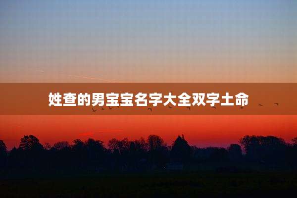 姓查的男宝宝名字大全双字土命