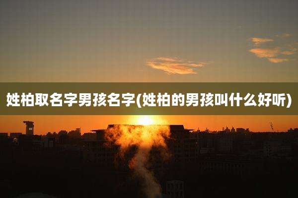 姓柏取名字男孩名字(姓柏的男孩叫什么好听)