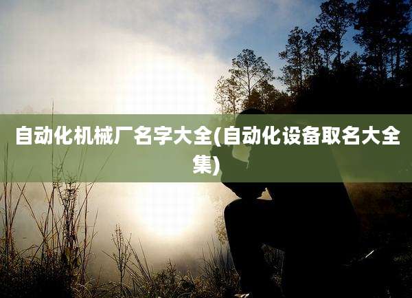 自动化机械厂名字大全(自动化设备取名大全集)