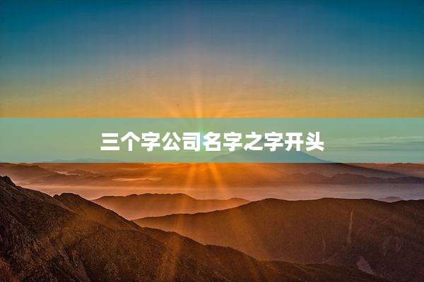 三个字公司名字之字开头