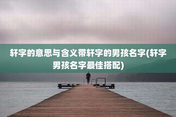 轩字的意思与含义带轩字的男孩名字(轩字男孩名字最佳搭配)