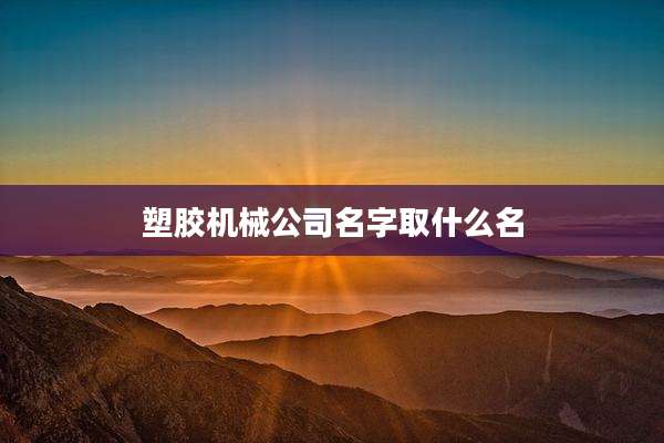 塑胶机械公司名字取什么名