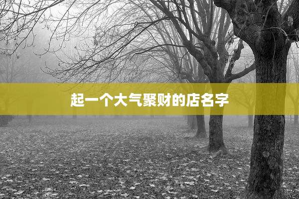 起一个大气聚财的店名字