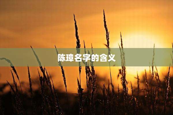 陈璋名字的含义