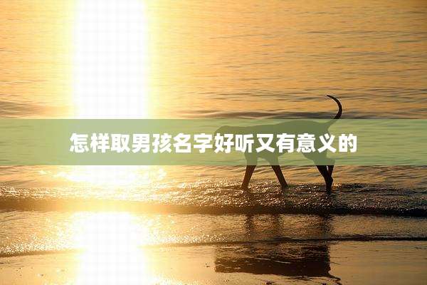 怎样取男孩名字好听又有意义的