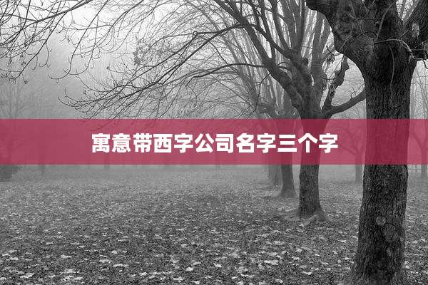寓意带西字公司名字三个字