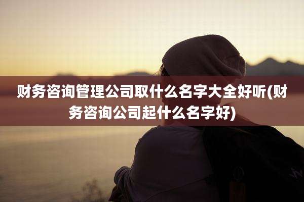 财务咨询管理公司取什么名字大全好听(财务咨询公司起什么名字好)