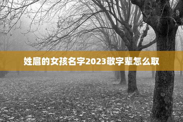 姓扈的女孩名字2023敬字辈怎么取
