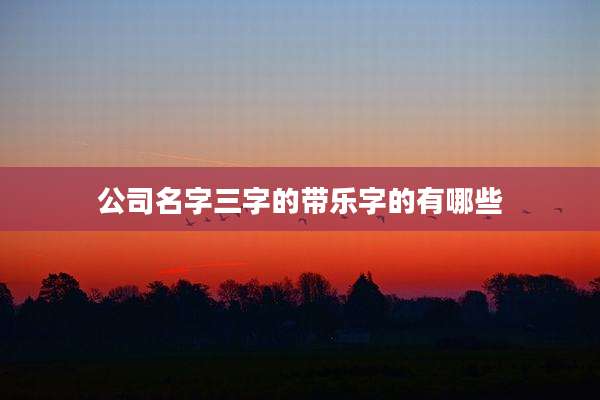 公司名字三字的带乐字的有哪些