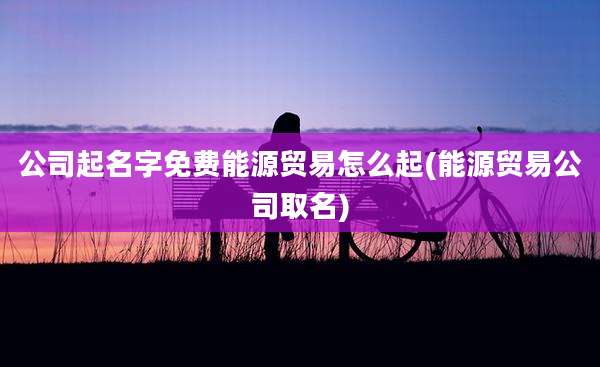 公司起名字免费能源贸易怎么起(能源贸易公司取名)