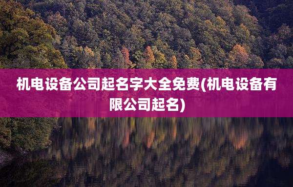 机电设备公司起名字大全免费(机电设备有限公司起名)