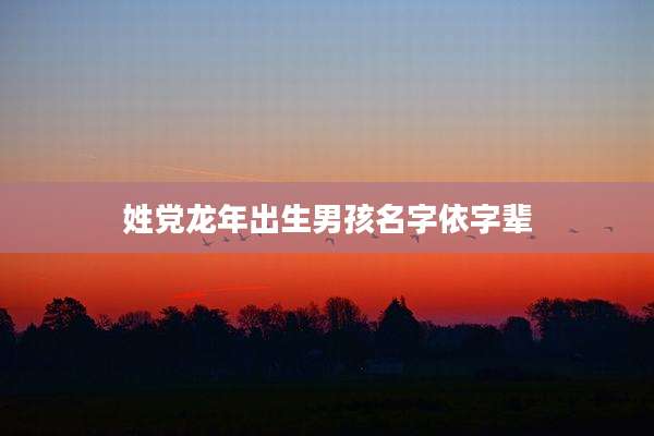 姓党龙年出生男孩名字依字辈