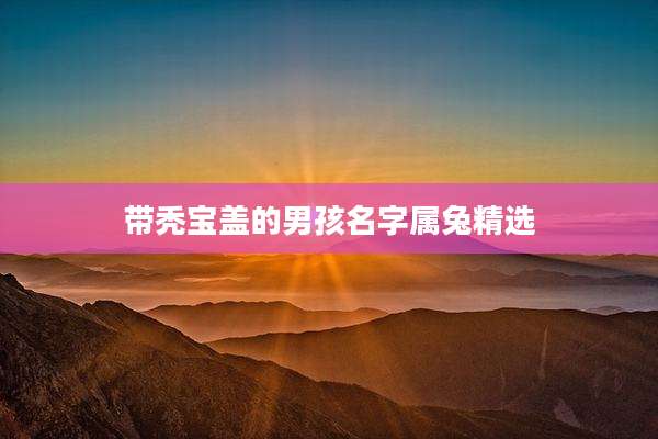 带秃宝盖的男孩名字属兔精选