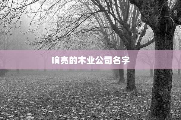 响亮的木业公司名字