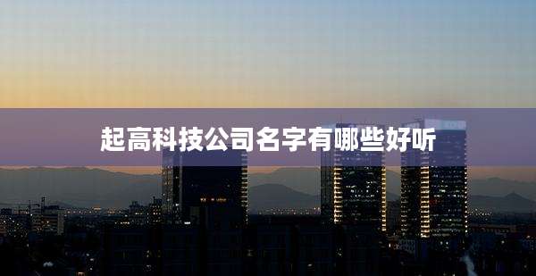起高科技公司名字有哪些好听
