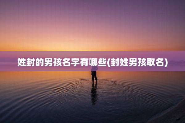 姓封的男孩名字有哪些(封姓男孩取名)