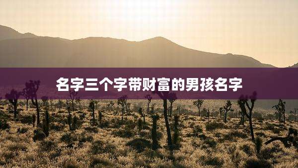 名字三个字带财富的男孩名字