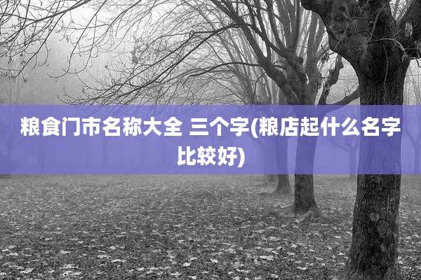粮食门市名称大全 三个字(粮店起什么名字比较好)
