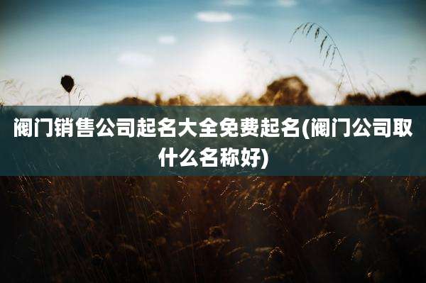阀门销售公司起名大全免费起名(阀门公司取什么名称好)