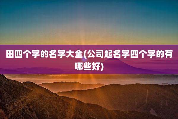 田四个字的名字大全(公司起名字四个字的有哪些好)