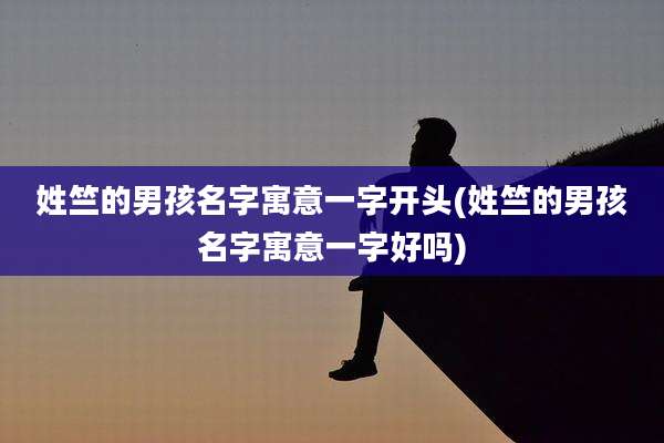 姓竺的男孩名字寓意一字开头(姓竺的男孩名字寓意一字好吗)