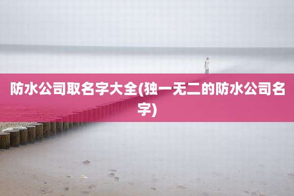防水公司取名字大全(独一无二的防水公司名字)