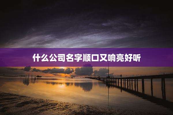 什么公司名字顺口又响亮好听