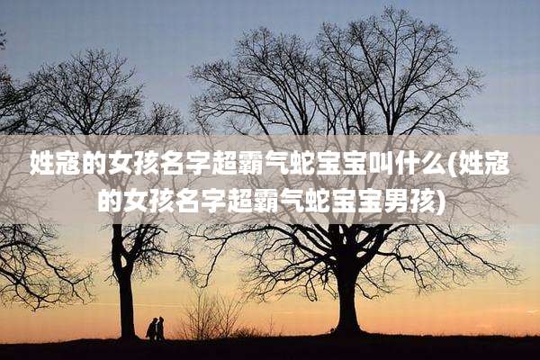 姓寇的女孩名字超霸气蛇宝宝叫什么(姓寇的女孩名字超霸气蛇宝宝男孩)