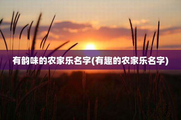 有韵味的农家乐名字(有趣的农家乐名字)