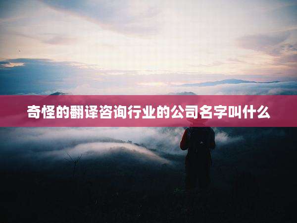 奇怪的翻译咨询行业的公司名字叫什么