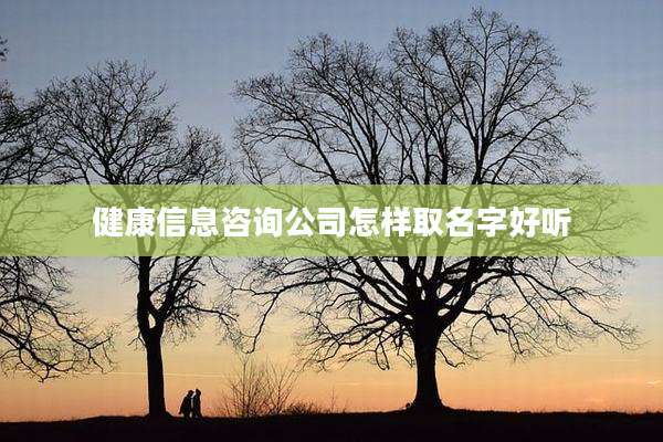 健康信息咨询公司怎样取名字好听