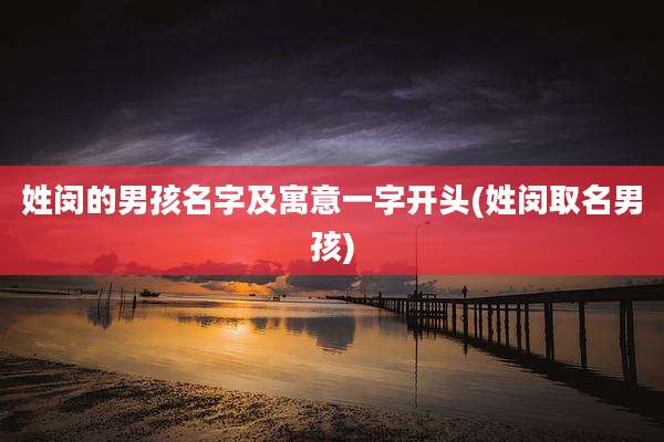 姓闵的男孩名字及寓意一字开头(姓闵取名男孩)