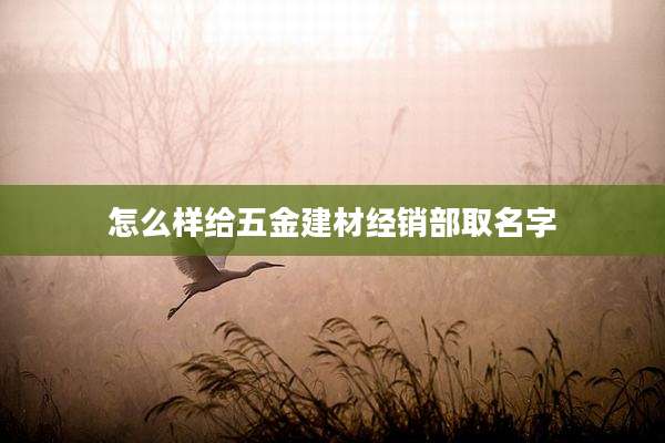 怎么样给五金建材经销部取名字