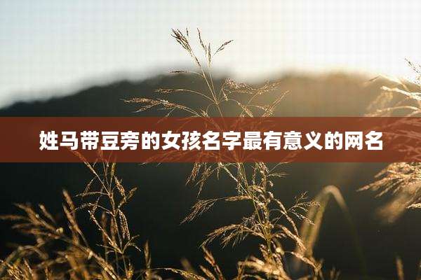 姓马带豆旁的女孩名字最有意义的网名