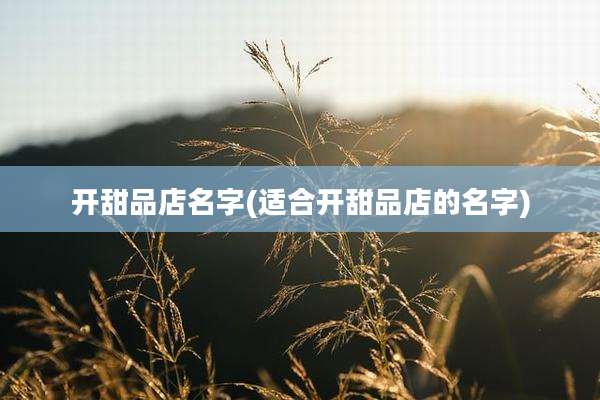 开甜品店名字(适合开甜品店的名字)