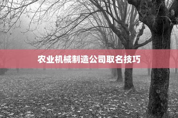 农业机械制造公司取名技巧