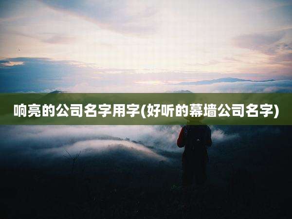 响亮的公司名字用字(好听的幕墙公司名字)