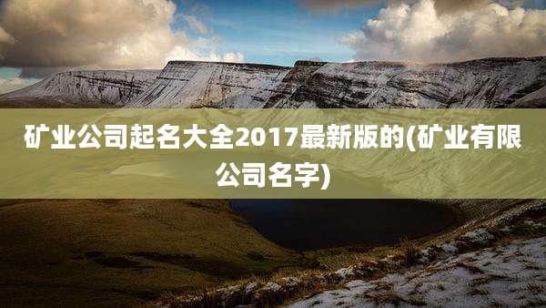 矿业公司起名大全2017最新版的(矿业有限公司名字)
